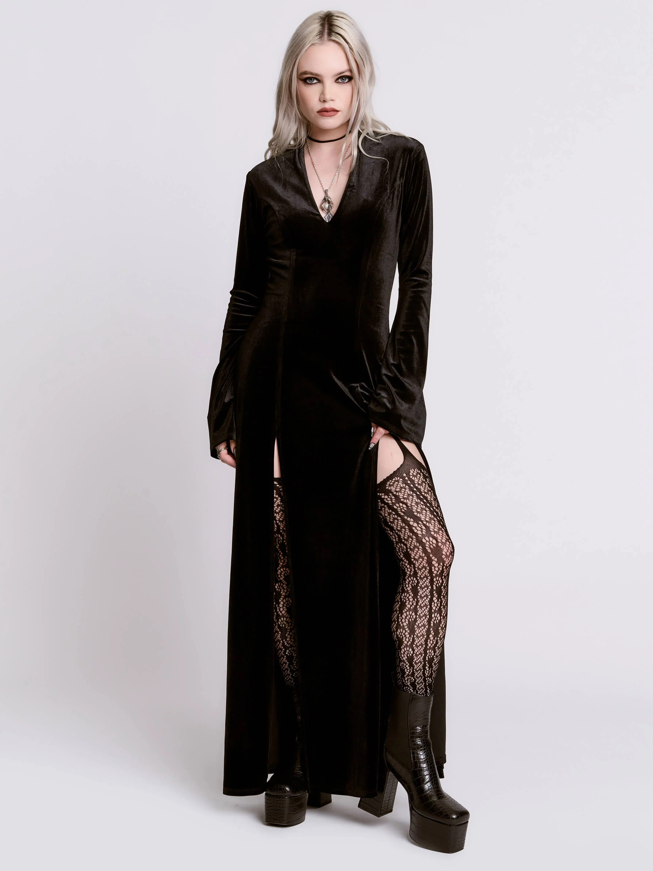 Black Lodge Velvet Dress - Image 10
