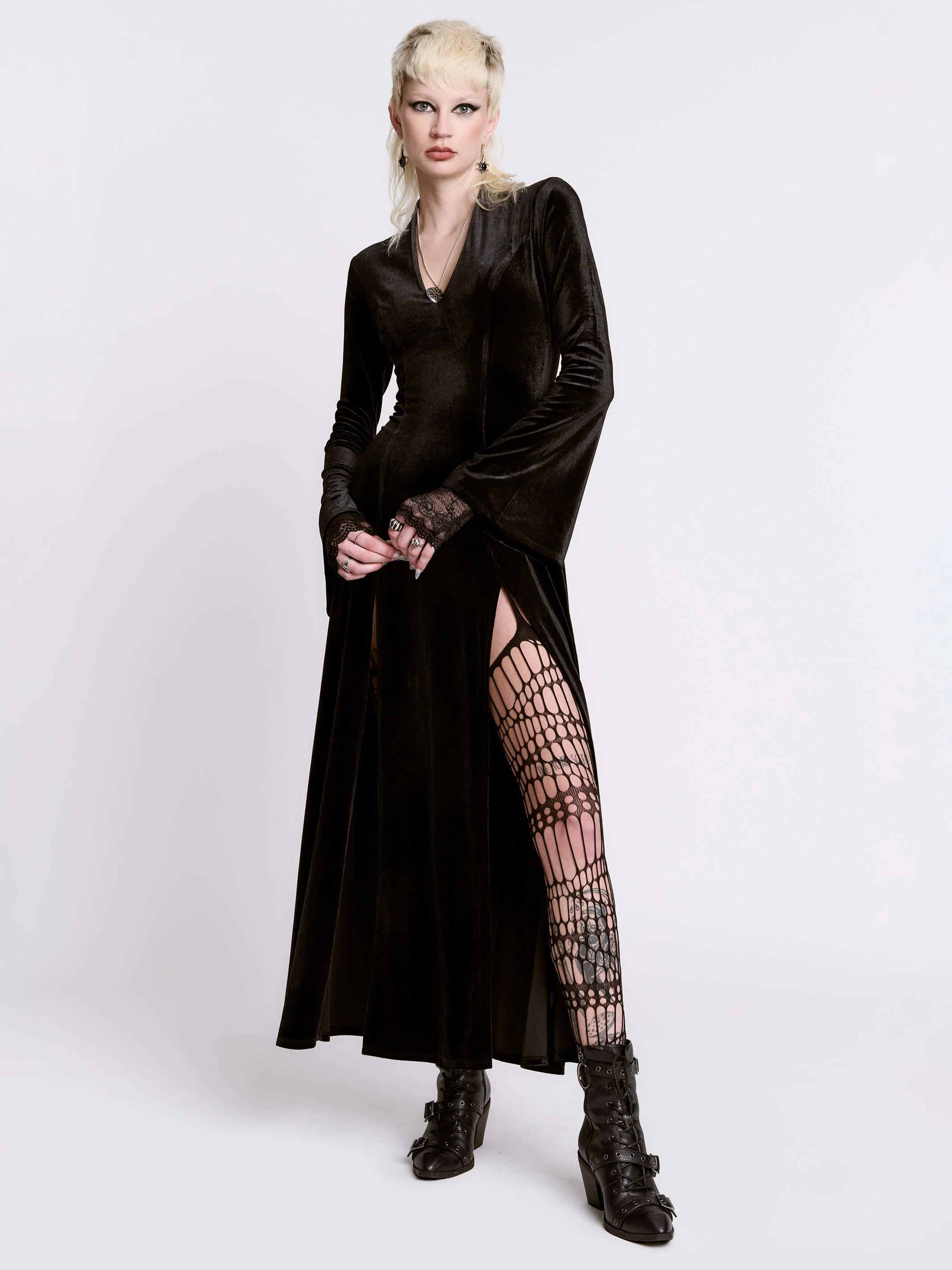 Black Lodge Velvet Dress - Image 12