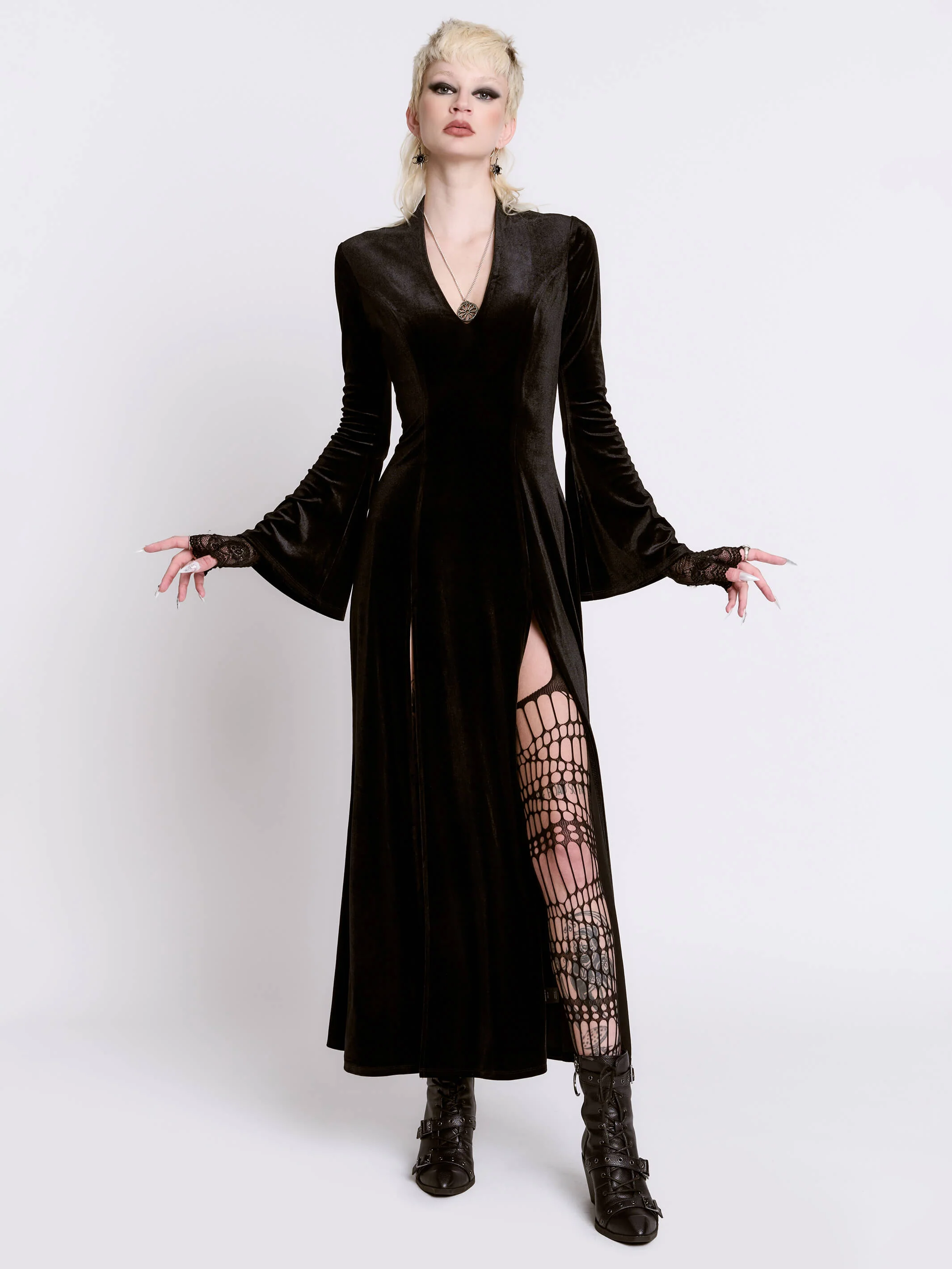 Black Lodge Velvet Dress - Image 3