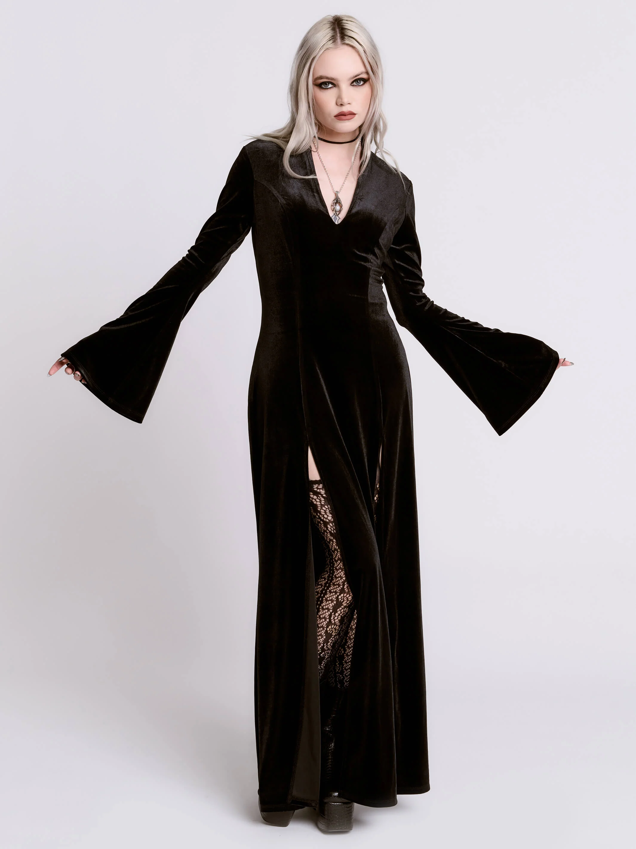 Black Lodge Velvet Dress - Image 5