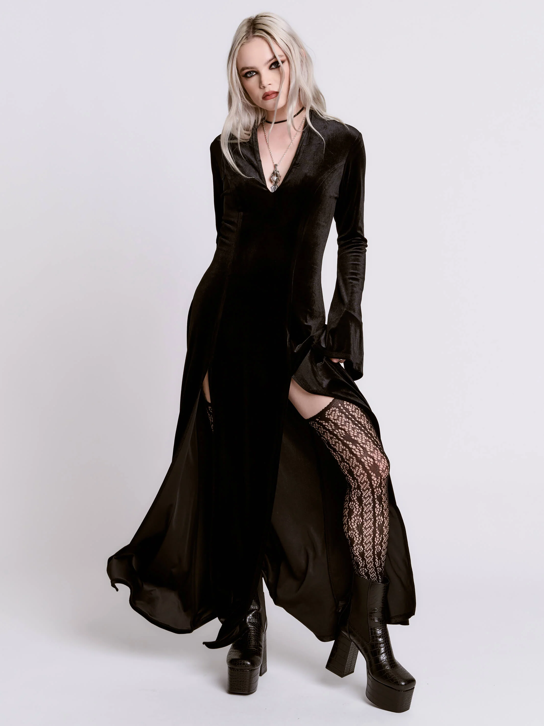 Black Lodge Velvet Dress - Image 8