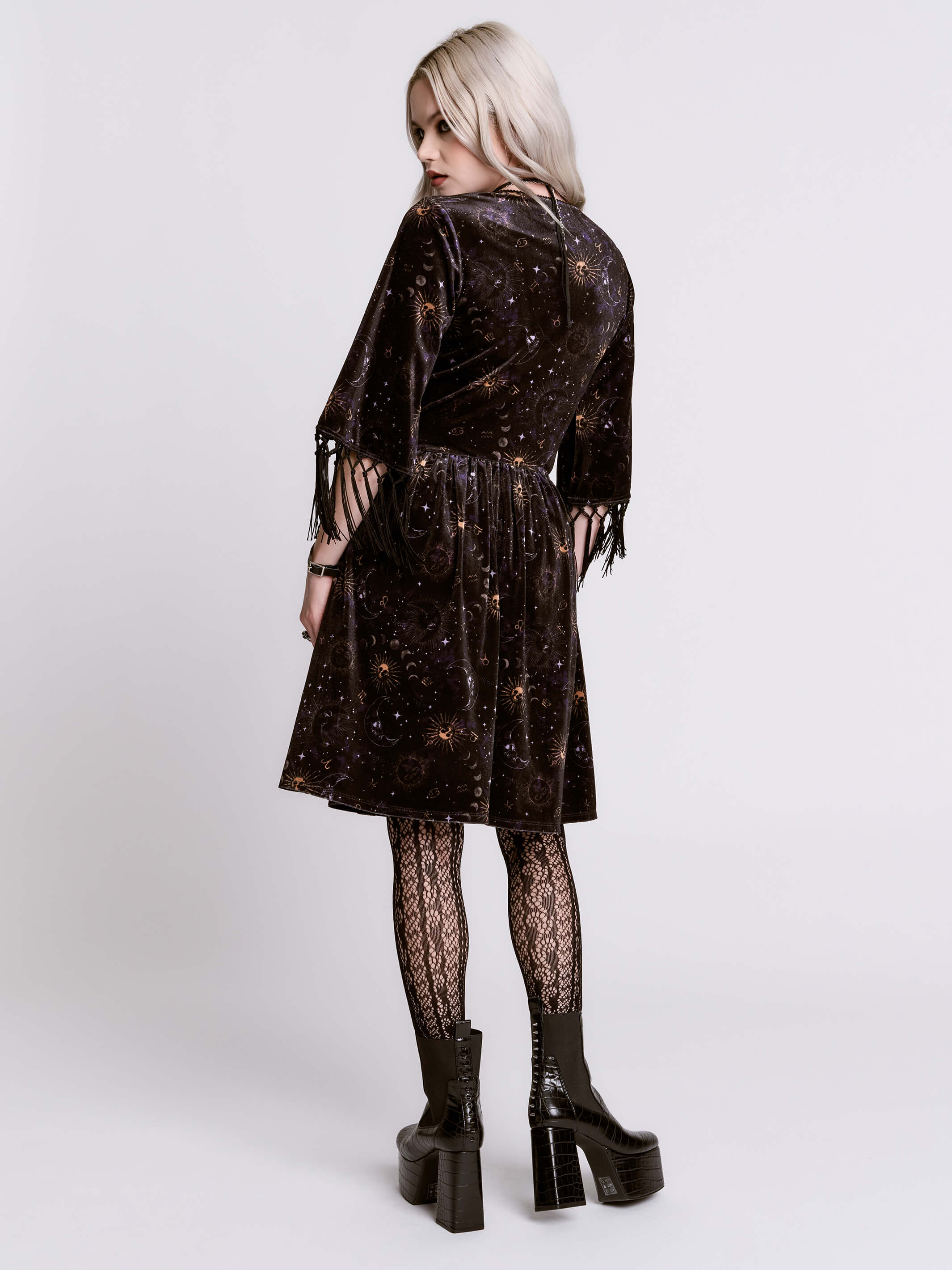 Celestial Velvet Fringe Dress - Image 9