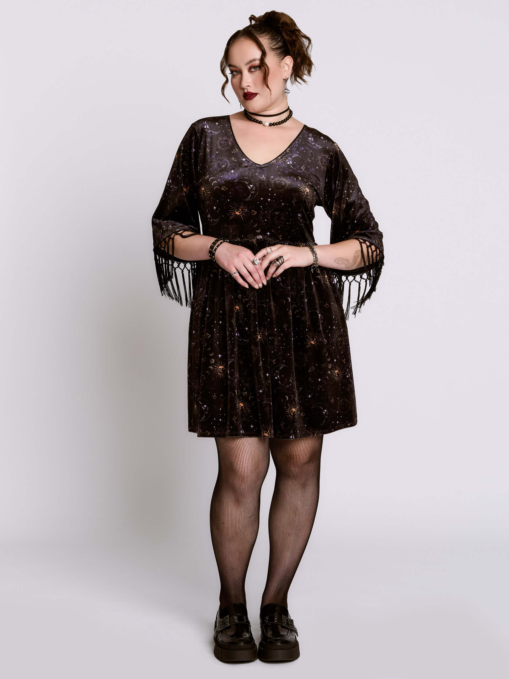Celestial Velvet Fringe Dress - Image 7