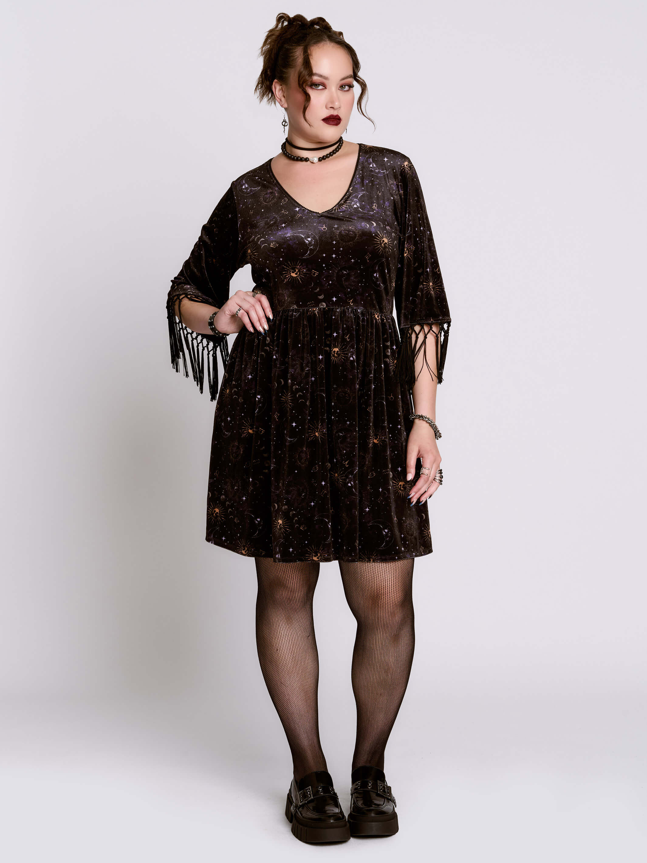 Celestial Velvet Fringe Dress - Image 10