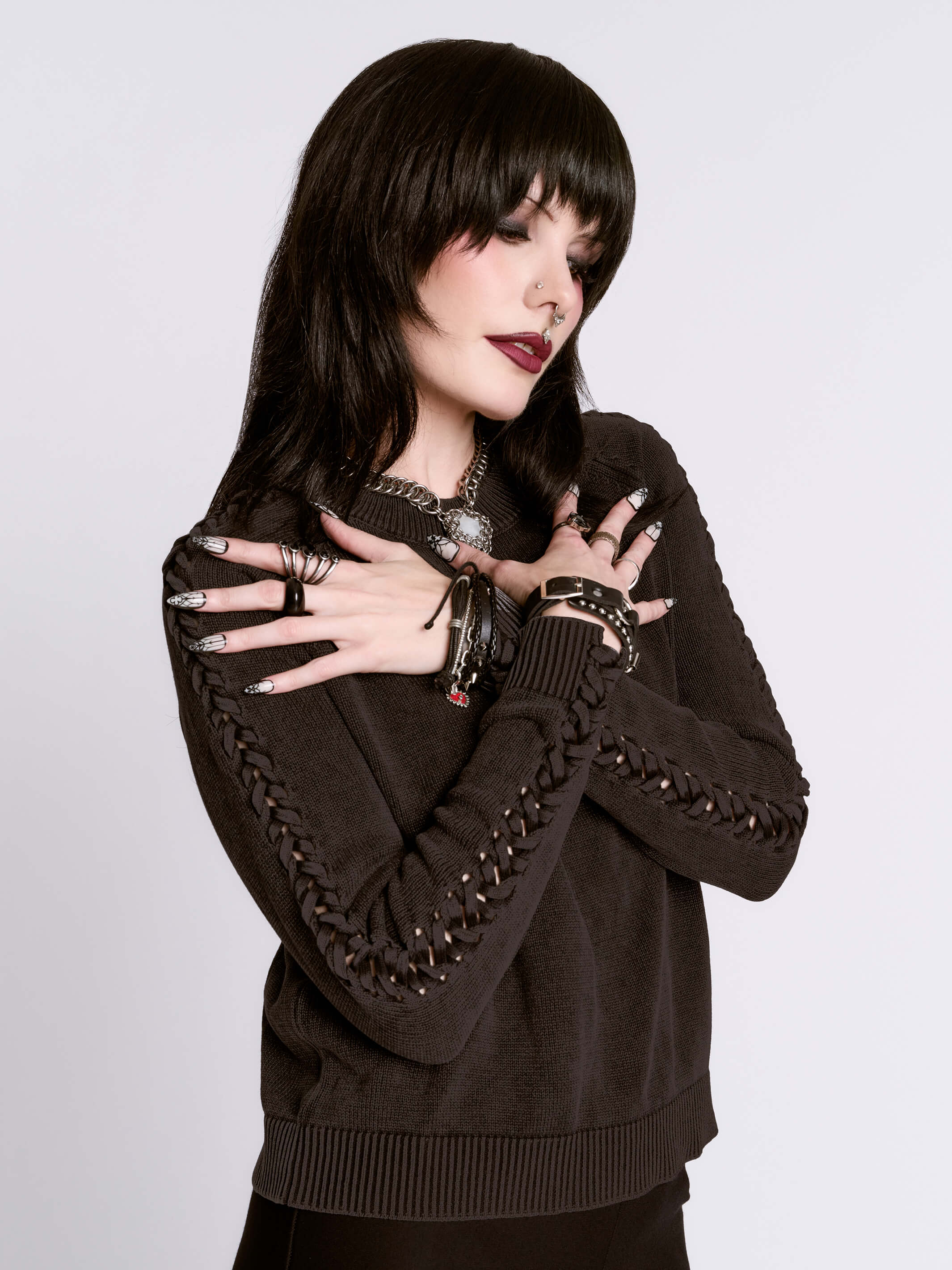 Distressed Braided Sweater - Image 5