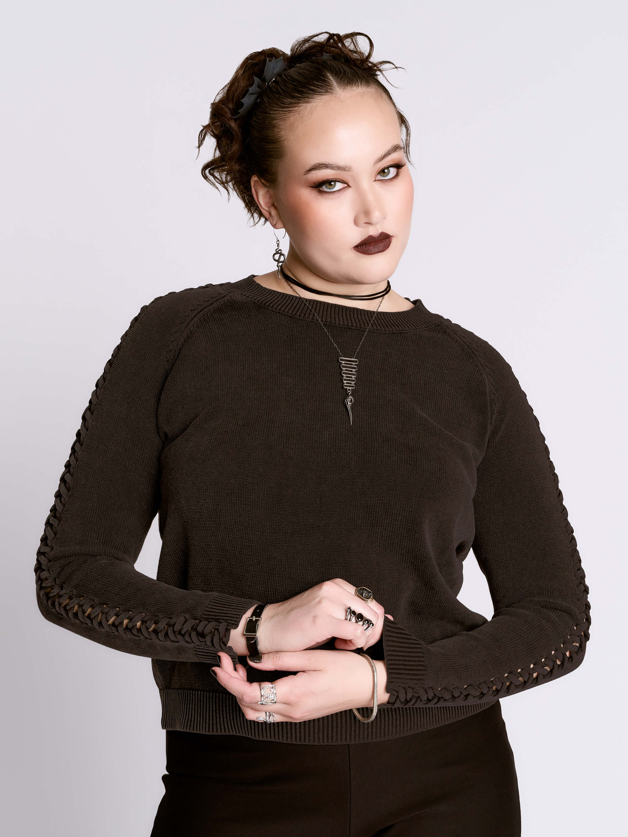 Distressed Braided Sweater - Image 6