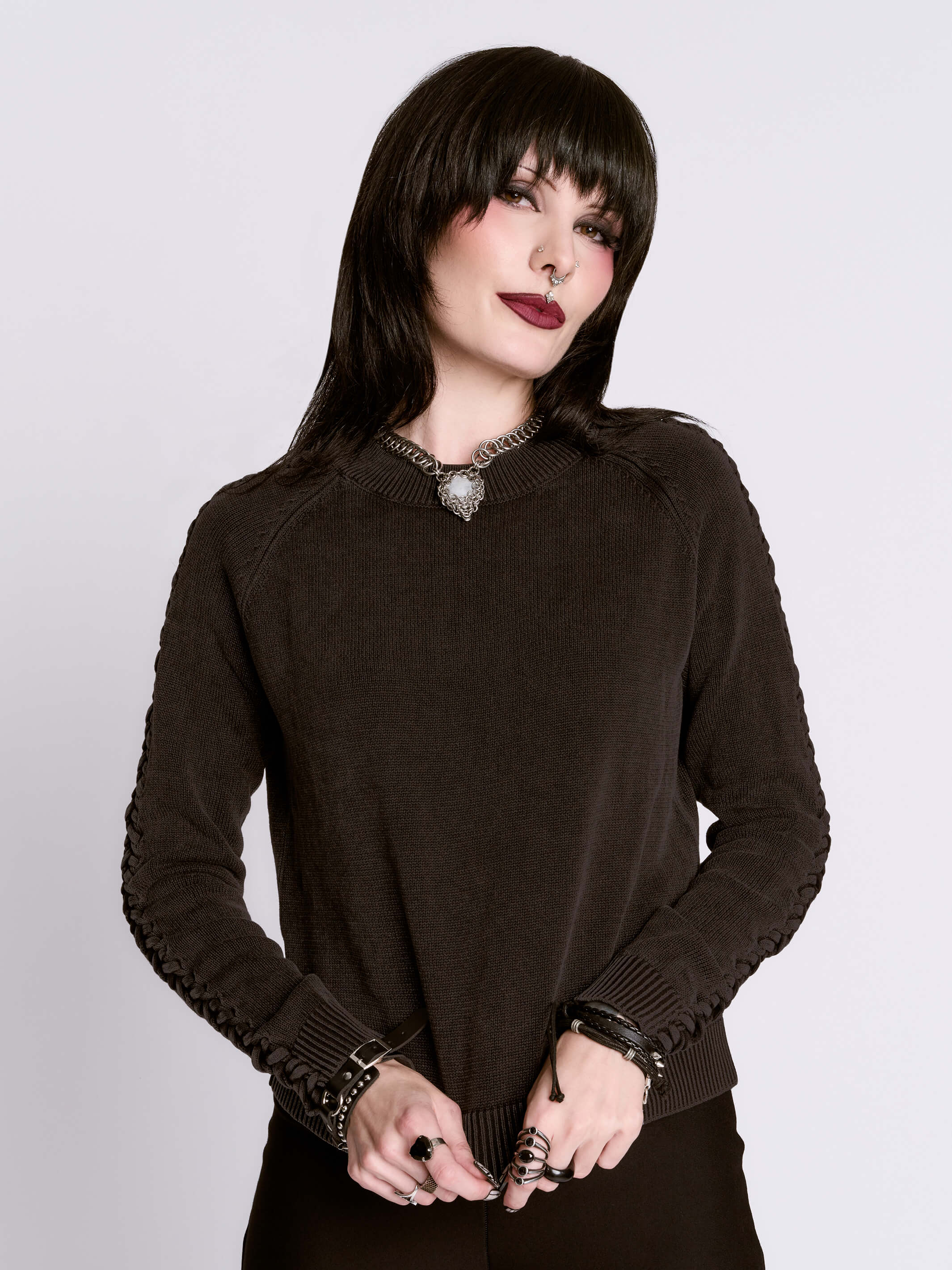 Distressed Braided Sweater - Image 8