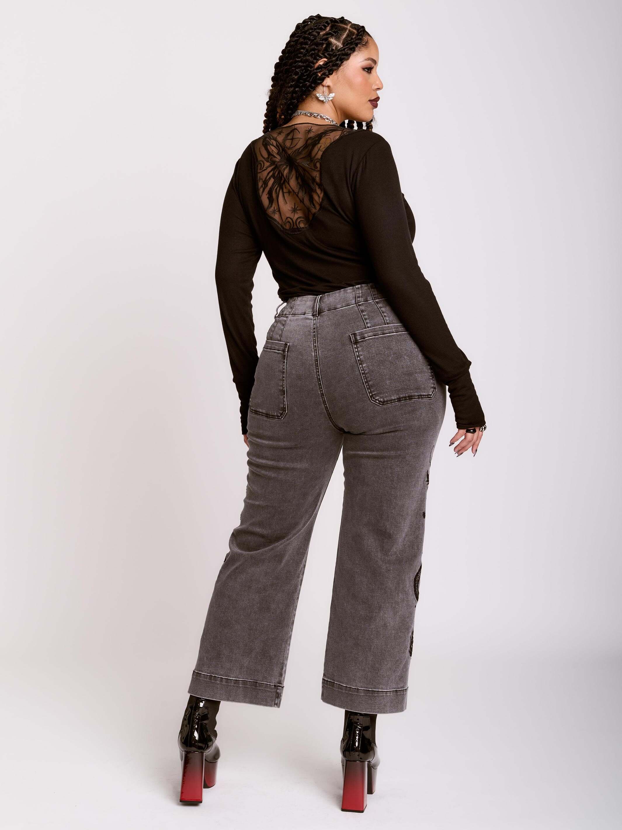 Distressed Embroidered Jeans - Image 4