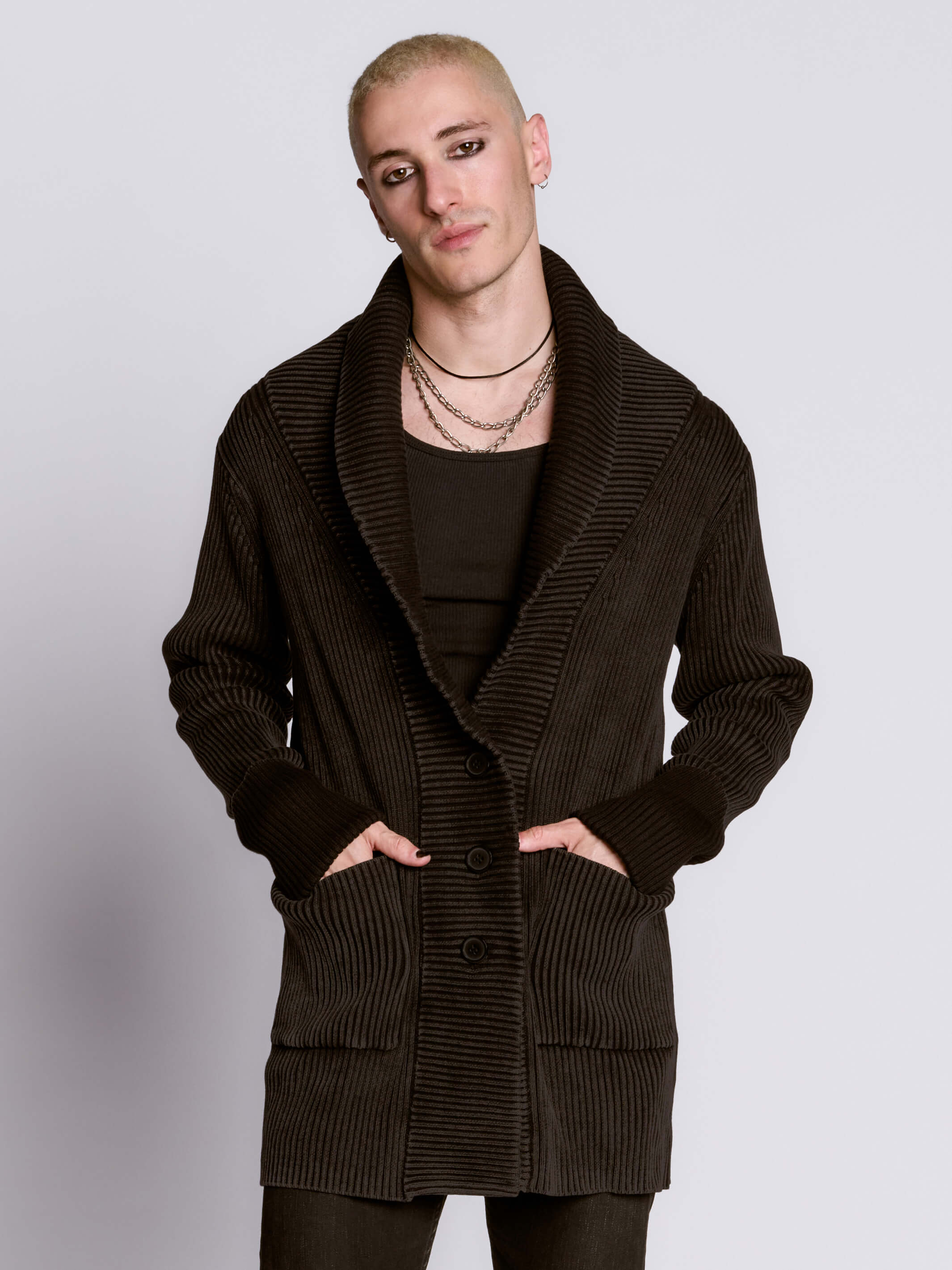 Distressed Rib Cardigan - Image 4