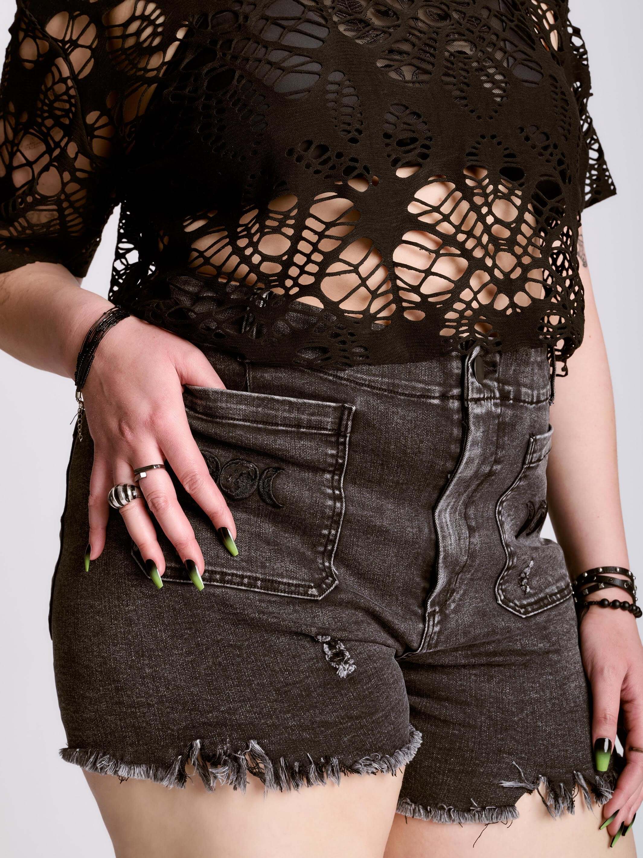 Triple Moon Denim Shorts - Image 10