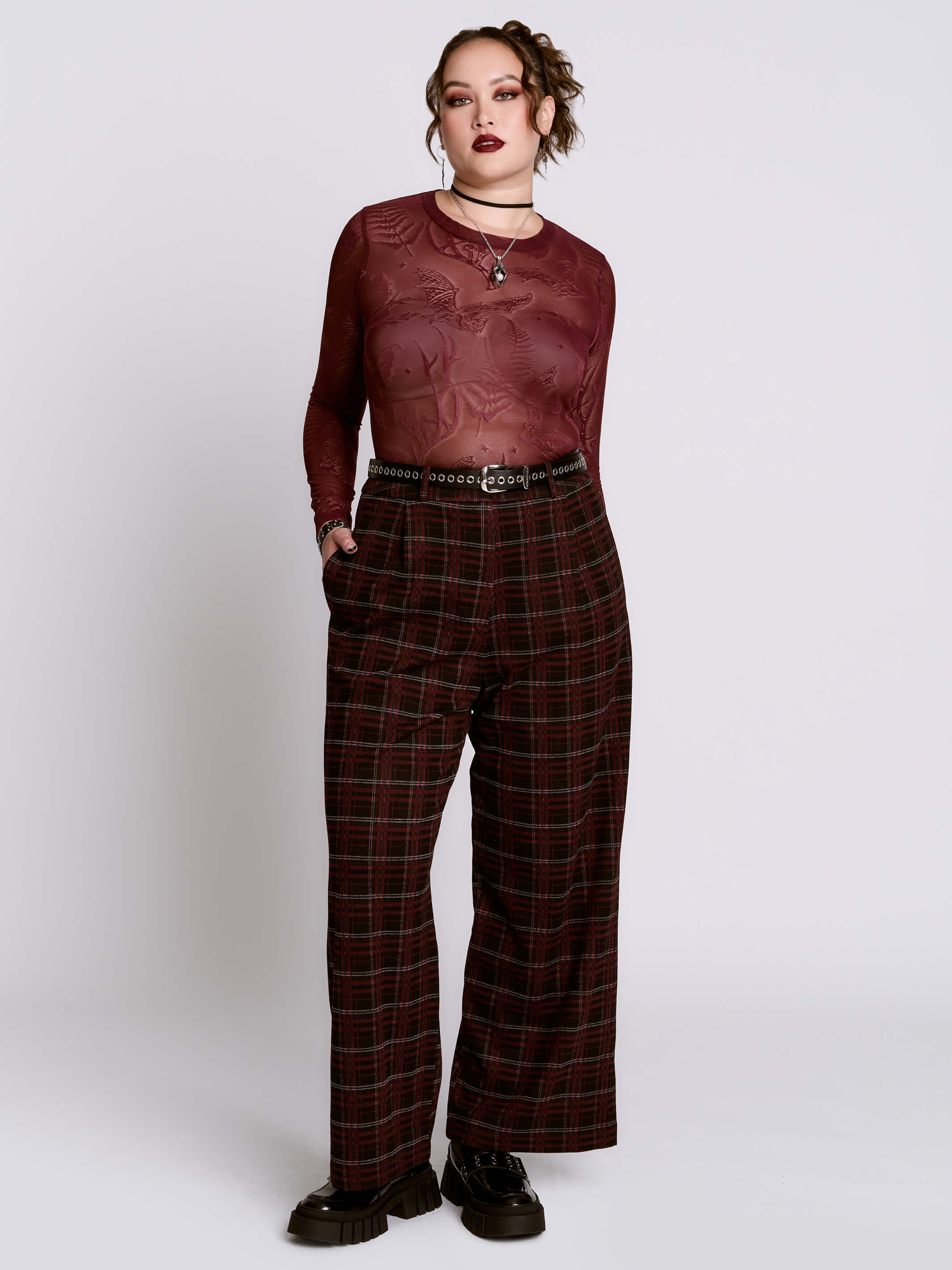 Oxblood Bat Mesh Top - Image 6