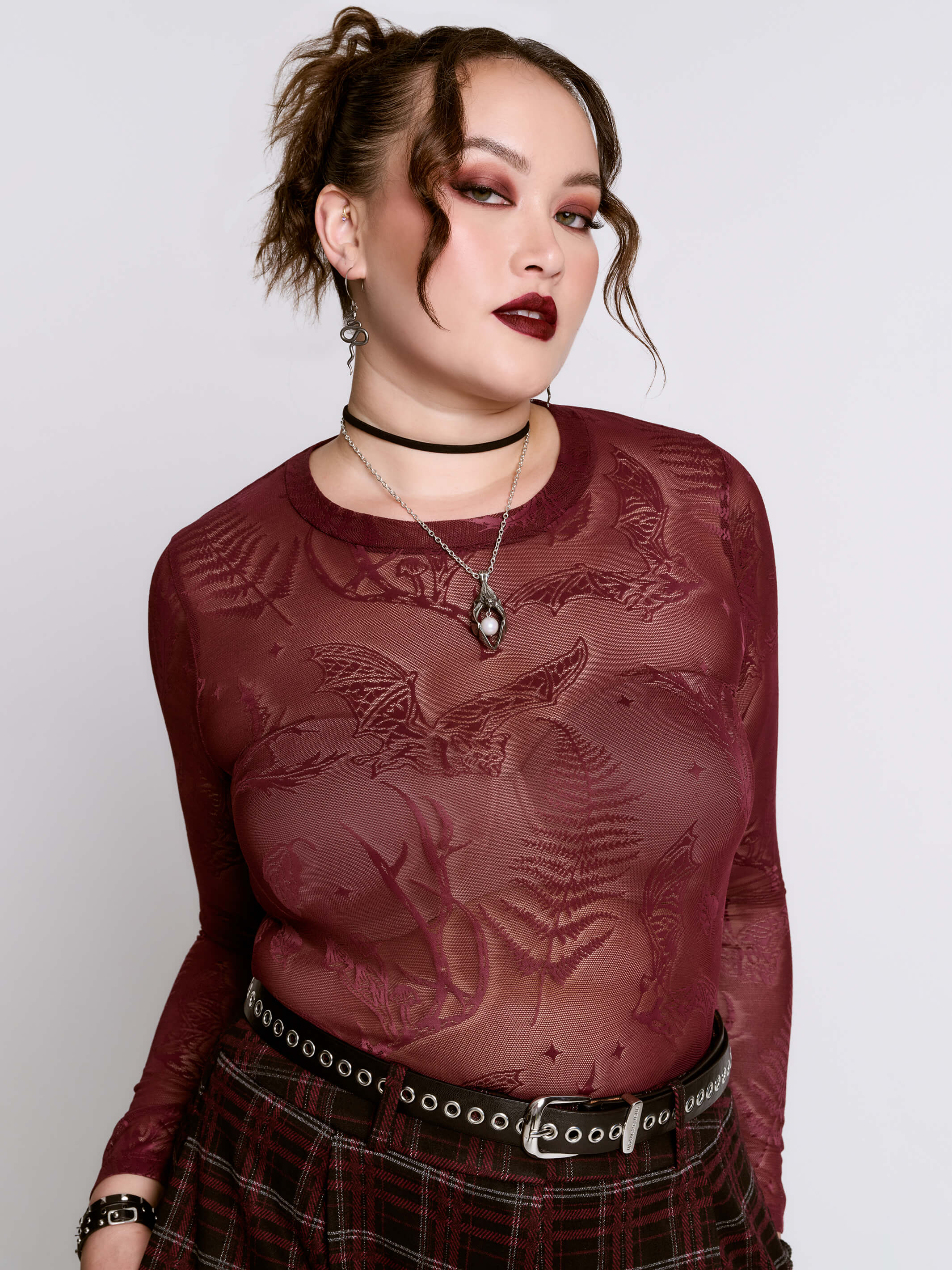 Oxblood Bat Mesh Top - Image 7